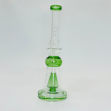 Waterpipe 10-inch bend Neck With Colored Inline Perc-Green Waterpipe 10-inch bend Neck With Colored Inline Perc-Green