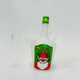 Wine Jug Jar Waterpipe - 6 Inch - Merry Christmas with 10 mm Banger Perc