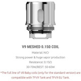 Smok TFV9 Coil - Mesh 0.15 Ohm - 5 Piece Per Pack Smok TFV9 Coil - Mesh 0.15 Ohm - 5 Piece Per Pack