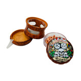 Sharpstone Grinder - 63 mm 4 Parts - Wood with Window - Assorted Designs - SD-105 Sharpstone Grinder - 63 mm 4 Parts - Wood with Window - Assorted Designs - SD-105