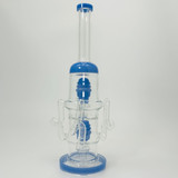 Waterpipe - Recycler With Double Hive Showerhead Perc - 13 Inches - (RH-174)-Blue Waterpipe - Recycler With Double Hive Showerhead Perc - 13 Inches - (RH-174)-Blue