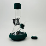 Grav - Deco Beaker Waterpipe With Silicone Accents Clear - 38db.0 -Dark Teal