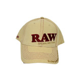 Raw - Classic Baseball Cap - Tan-Beige With Red Stitching