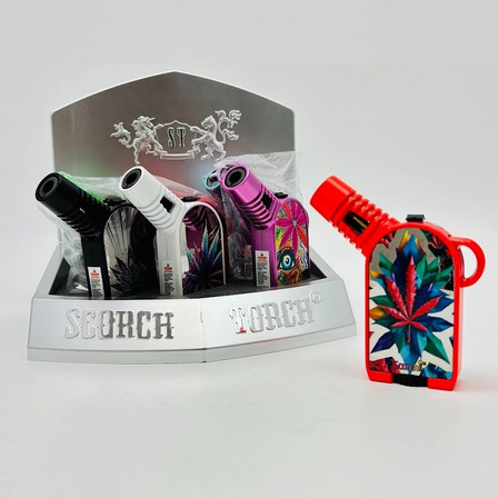 Scorch Torch 45 Degree Table Torch - Hold Button Leaf Design - 9 Counts Per Display - Assorted - 61778 Scorch Torch 45 Degree Table Torch - Hold Button Leaf Design - 9 Counts Per Display - Assorted - 61778