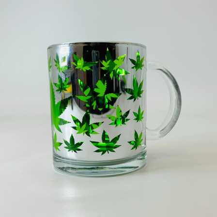 Metallic Silver Green Leaves Coffee Mug - T6 Metallic Silver Green Leaves Coffee Mug - T6