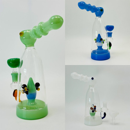 Fancy Waterpipe with Bee Showerhead Perc - 10 Inch - RH-294