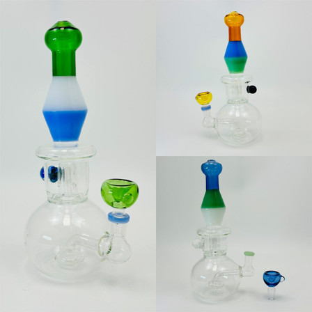 Round Vase Waterpipe with Double Perc - 10 Inch - RH-308
