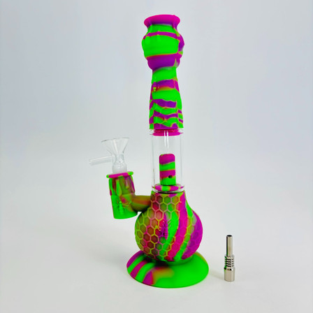Honeycomb Silicone Waterpipe - 9 Inch - Assorted Honeycomb Silicone Waterpipe - 9 Inch - Assorted