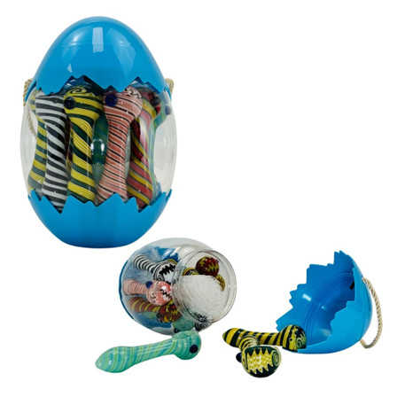 Striped with Wigwag Handpipe - 4 Inch - 12 Counts Per Egg Jar Display - Assorted Colors Striped with Wigwag Handpipe - 4 Inch - 12 Counts Per Egg Jar Display - Assorted Colors