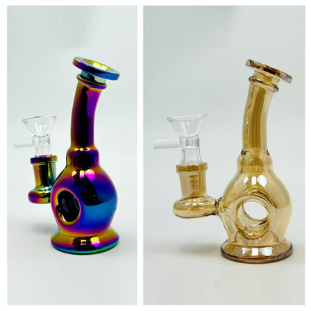 Electroplated Fancy Mini Waterpipe - 4.5 Inch - Assorted Electroplated Fancy Mini Waterpipe - 4.5 Inch - Assorted