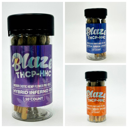 Blaze Thc-P+Hhc Prerolls - 1 Gram - 10 Counts Per Jar Blaze Thc-P+Hhc Prerolls - 1 Gram - 10 Counts Per Jar