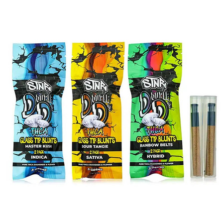 STNR Double Ds Diamond THC-A Blunt with Glass Tip - 1.5 Grams - 2 Counts Per Pack STNR Double Ds Diamond THC-A Blunt with Glass Tip - 1.5 Grams - 2 Counts Per Pack