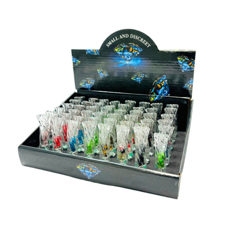 GLASS TIPS DIAMOND 7X12MM FLAT MOUTHPIECE TWISTED 48/DISPLAY 10025GT