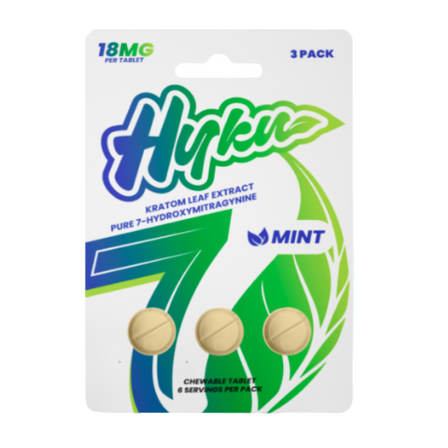 HYKU 7OH 18mg TABS 3/Pk Mini Pouch MINT HYKU 7OH 18mg TABS 3/Pk Mini Pouch MINT