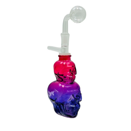 OBEP6 WATERPIPE OIL BURNER 6" DOUBLE SKULL ASST COLORS OBEP6 WATERPIPE OIL BURNER 6" DOUBLE SKULL ASST COLORS