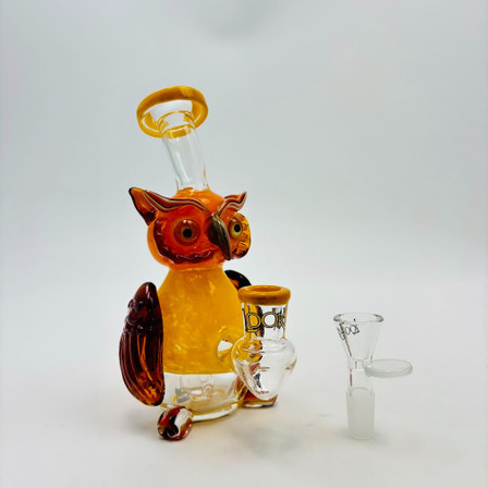 LOOKAH WATERPIPE 9" MINI CUTE OWL YELLOW WPC1217 LOOKAH WATERPIPE 9" MINI CUTE OWL YELLOW WPC1217