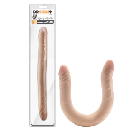 BLUSH DR.SKIN+ Adult Toy 16.5" DILDO Posable Double Dong BLUSH DR.SKIN+ Adult Toy 16.5" DILDO Posable Double Dong