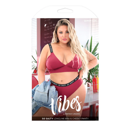 FANTASY LINGERIE VIBES Adult Toy SO SALTY Longline Bra & Cheeky Panty Size QUEEN AF922 BERRY FANTASY LINGERIE VIBES Adult Toy SO SALTY Longline Bra & Cheeky Panty Size QUEEN AF922 BERRY