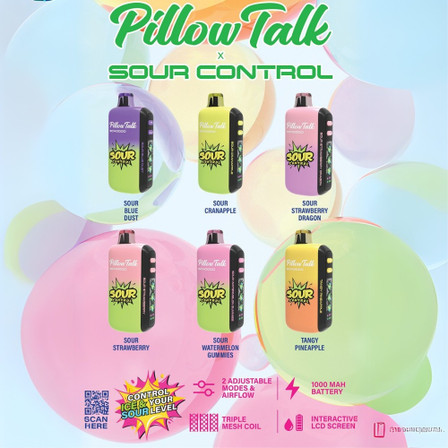 PILLOW TALK SOUR CONTROL 40000 Puffs DISPOSABLE 5 Per Pack PILLOW TALK SOUR CONTROL 40000 Puffs DISPOSABLE 5 Per Pack