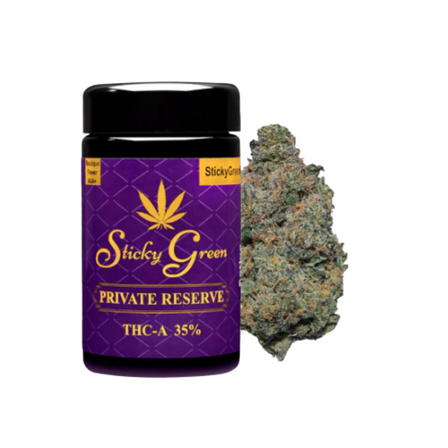 STICKY GREEN PRIVATE RESERVE THC-A 3.5g Flower Jar STICKY GREEN PRIVATE RESERVE THC-A 3.5g Flower Jar