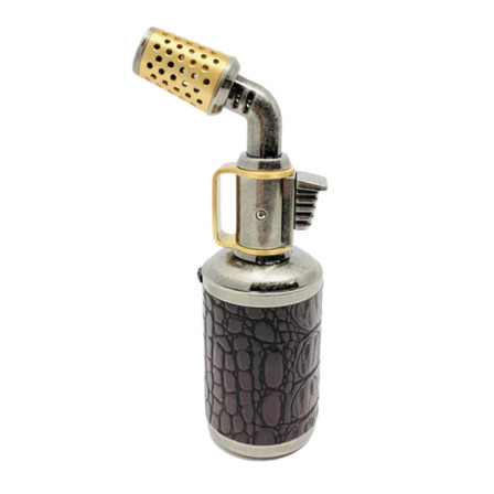 SCORCH TORCH 6" BLOW TORCH w/GOLD ACCENTS ANTIQUE SILVER / ALLIGATOR DESIGN BASE 51676