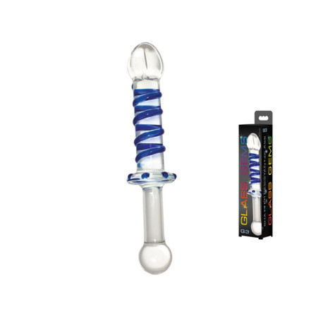 NOBU GLASS GEMS ADULT TOY 9X1.5 INCH DONG G.3 BLUE