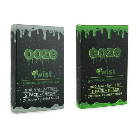 Ooze 900 Mah Twist Battery 3.3v - 4.8v With 20 Second Preheat Mode - Pack Of 5 Ooze 900 Mah Twist Battery 3.3v - 4.8v With 20 Second Preheat Mode - Pack Of 5