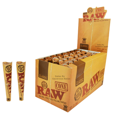 RAW CLASSIC AND ORGANIC HEMP UNREFINED PRE ROLLED CONE KING SIZE - 3 CONES PER PACK - 32 PACKS PER BOX RAW CLASSIC AND ORGANIC HEMP UNREFINED PRE ROLLED CONE KING SIZE - 3 CONES PER PACK - 32 PACKS PER BOX