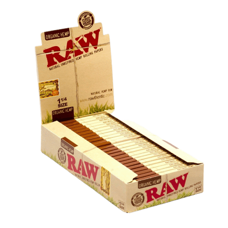 Raw Unrefined Organic Hemp 1 1/4 Size Rolling Papers - 24 Per Box
