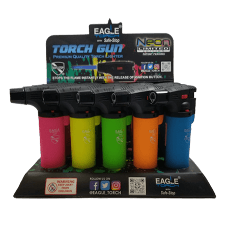 Eagle Torch Lighter - 4 Inch Soft Touch Torch - Neon Edition - #PT101N -  Display Of 15