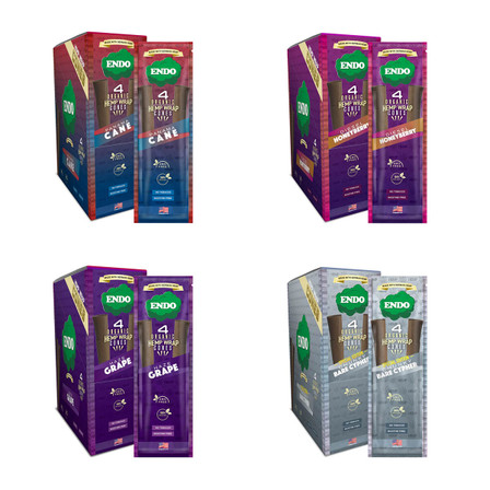 Endo Organic Hemp Wraps - 4 Wraps Per Pack - 15 Packs Per Display Endo Organic Hemp Wraps - 4 Wraps Per Pack - 15 Packs Per Display