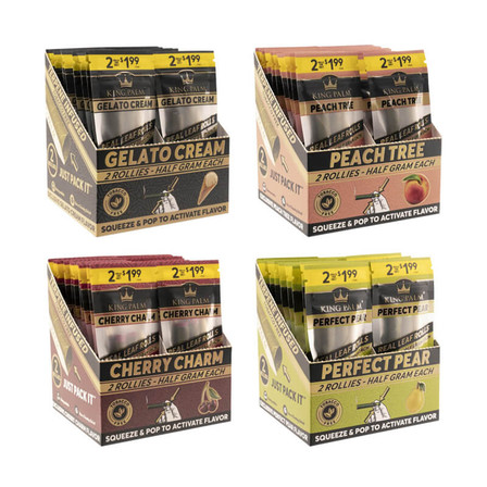KING PALM - 2 ROLLIES - HALF GRAM EACH - 20  PACKS PER DISPLAY