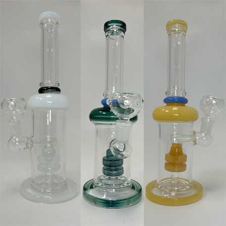 Straight Tube Waterpipe With Perc - 10 Inch - WPLG255