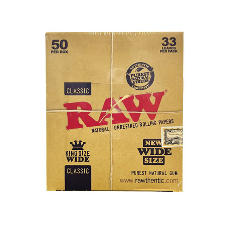RAW CLASSIC - KING SIZE - WIDE - 33 PER PACK - 50 PACK PER BOX RAW CLASSIC - KING SIZE - WIDE - 33 PER PACK - 50 PACK PER BOX