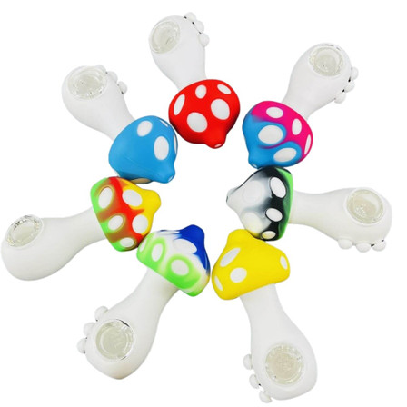 HANDPIPE 4" INCH - SILICONE MUSHROOM - ASSORTED COLORS HANDPIPE 4" INCH - SILICONE MUSHROOM - ASSORTED COLORS