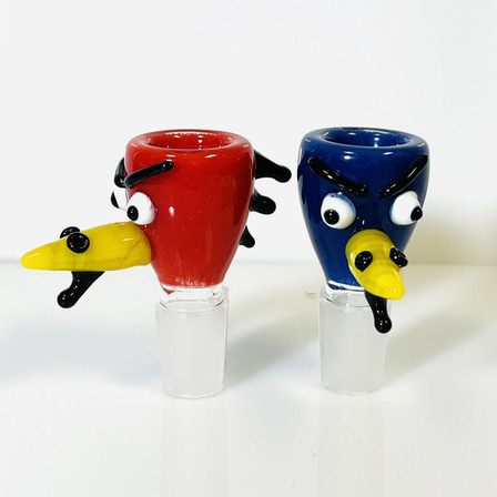 Sense Glass - Bowl 18mm Male - Birds - Assorted Colors - Price Per Piece Sense Glass - Bowl 18mm Male - Birds - Assorted Colors - Price Per Piece
