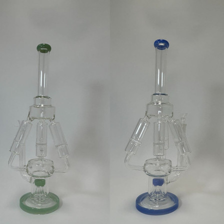 Waterpipe 18" Inch - Recycler Four Honeycomb With Tree Perc -ASSORTED - Price Per Piece