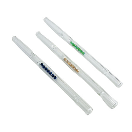 WAX STRAW GLASS - WITH BLING 6" INCHES - LGD5 - 3 PER PACK