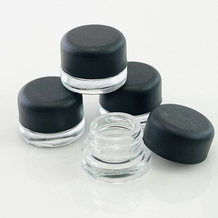 GLASS JAR REGULAR - 7ML CLEAR - TOP BLACK - 12 COUNT PER PACK