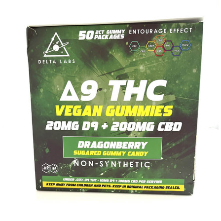 DELTA LABS DELTA 9 + CBD GUMMIES - 2 PER PACK - 50 PACKS PER BOX DELTA LABS DELTA 9 + CBD GUMMIES - 2 PER PACK - 50 PACKS PER BOX