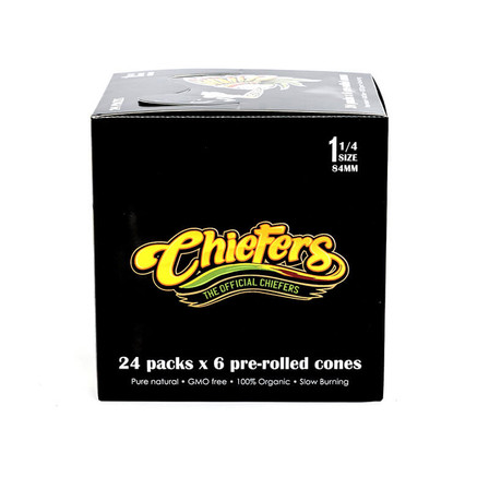 CHIEFERS - 84MM PRE-ROLLED CONES - 6 CONES PER PACK - 24 PACKS PER BOX  