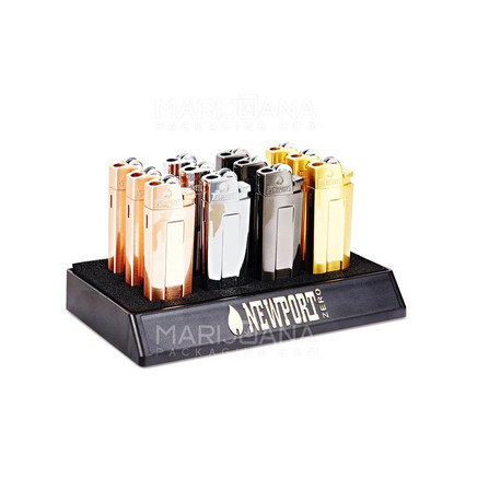 Newport - Zero Jet Flame Wheel Torch Lighter Metal - 12 Torch Per Display - SILVER, GOLD, BLACK, ROSE GOLD