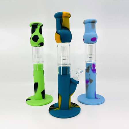 WATERPIPE SILICONE 13" INCHES - WITH SHOWERHEAD PERC - ASSORTED COLORS 