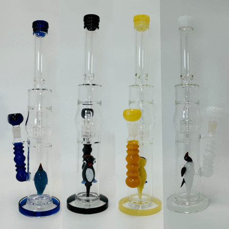 Waterpipe 18 Inch - Straight With Double Perc Waterpipe 18 Inch - Straight With Double Perc