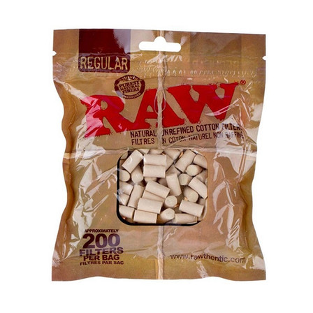 Raw Regular Natural Cotton Filters Plugs - 200 Counts Per Bag Raw Regular Natural Cotton Filters Plugs - 200 Counts Per Bag