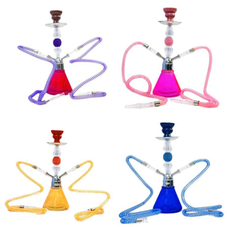 Luxor Shisha Hookah 14" Inch - 2 Hose With Double Acrylic and Single Perc Decor 