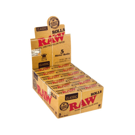 Raw Classic Rolls King Size Slim 5 Meter Rolling Papers