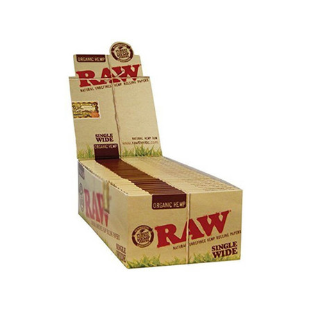 RAW Organic Hemp Single Wide Rolling Papers 50 Packs Box