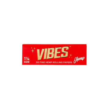 VIBES Hemp Rolling Papers with Tips 1 1/4 Size 24 Packs Box