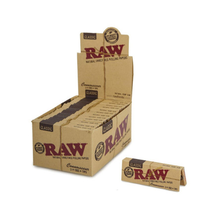 RAW Connoisseur Rolling Papers 1 1/4 Size with Tips – 24 Pack Box